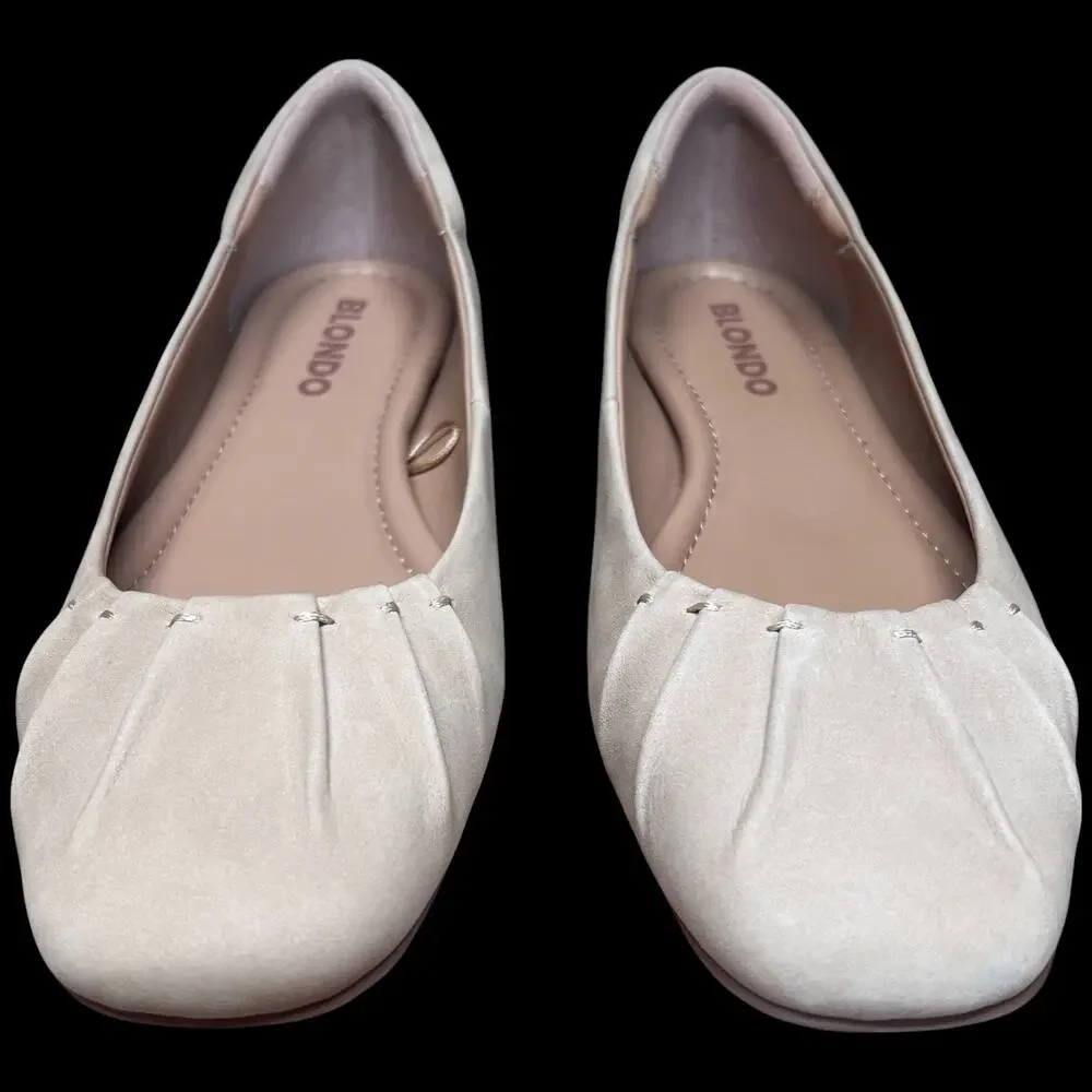 BLONDO Jannet J.Jill Women's 7 Sand Flats Ballet Leather Water Resistant Comfort